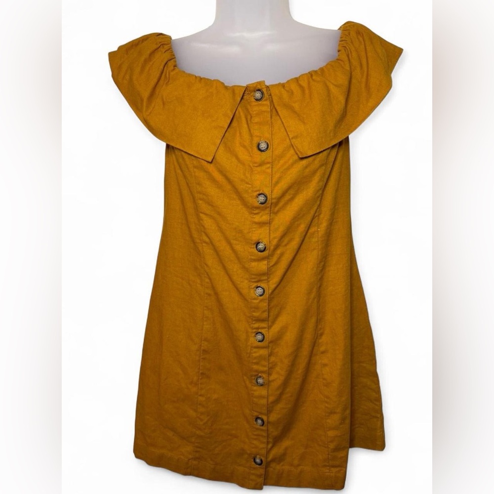 Express x Rocky Barnes yellow mustard mini dress Size S